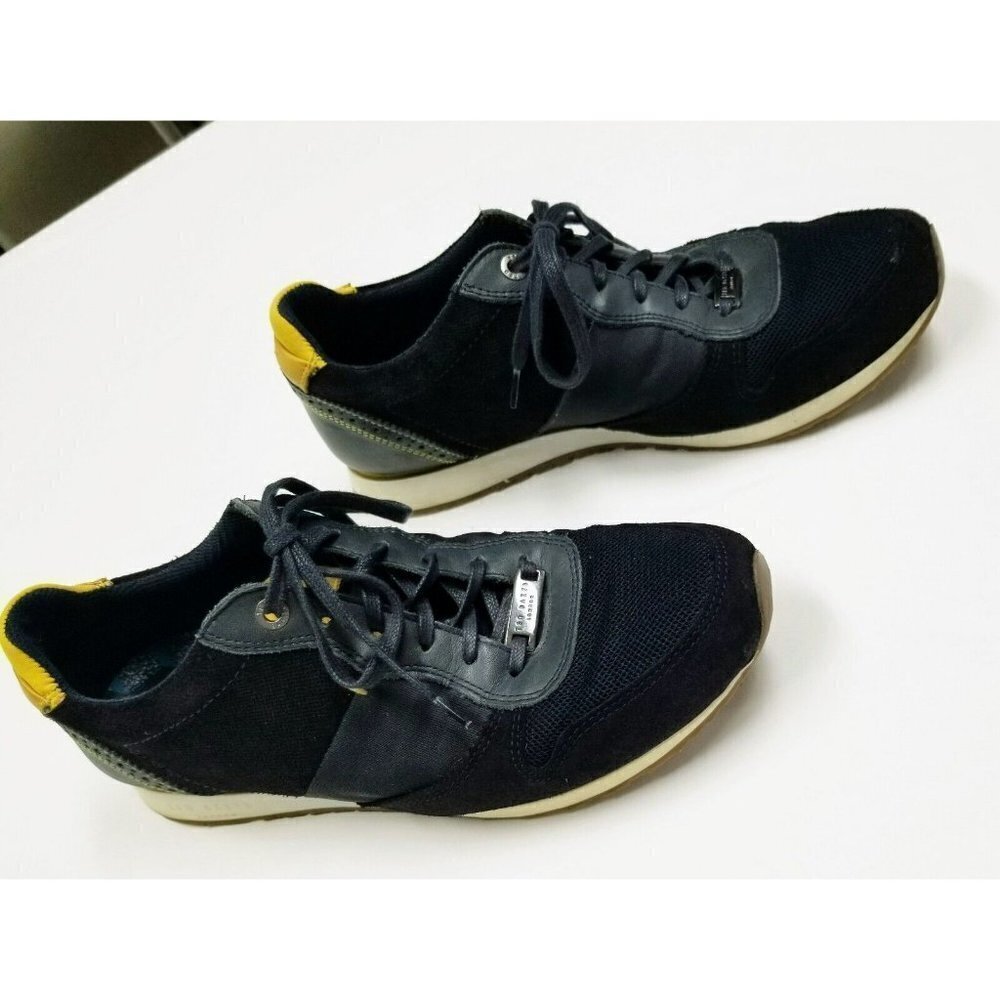 ted baker london Shindl mens Tennis shoes leather blue yellow size 9 lace up
